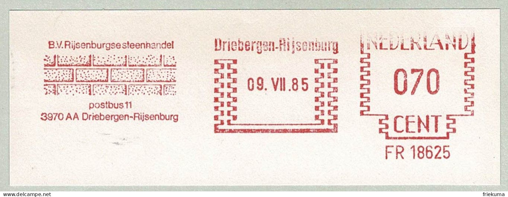Niederlande / Nederland 1985, Freistempel / EMA / Meterstamp Steinhandel Driebergen-Rijsenburg, Mauerwerk / Brickwork - Other & Unclassified