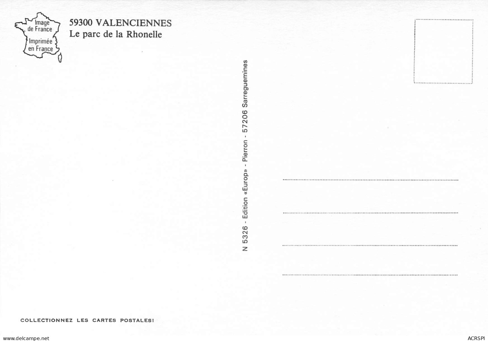 VALENCIENNES Le Parc De La Rhonelle 17(scan Recto Verso) MF2747 - Valenciennes