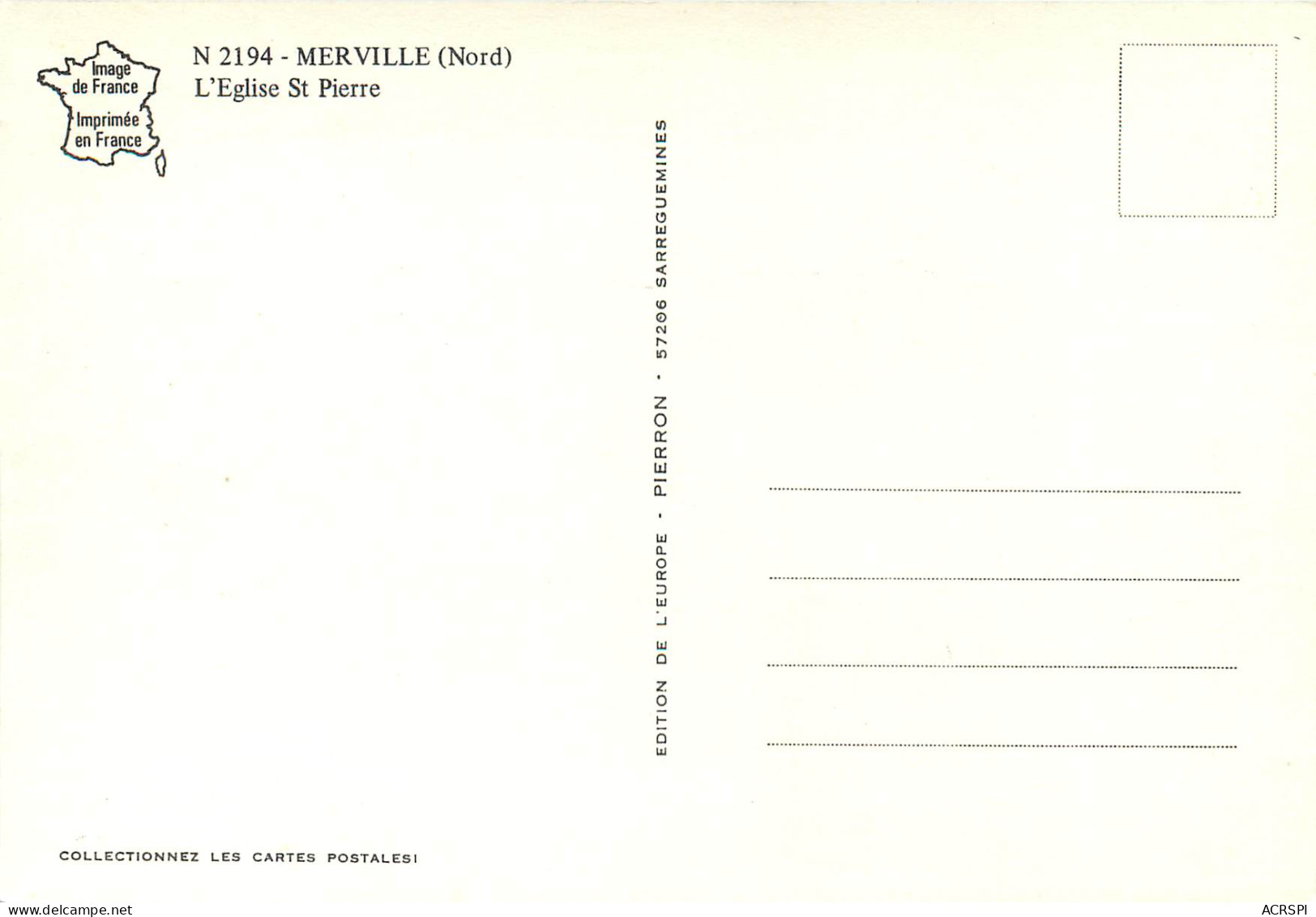 MERVILLE L Eglise St Pierre 4(scan Recto Verso)MF2748 - Merville