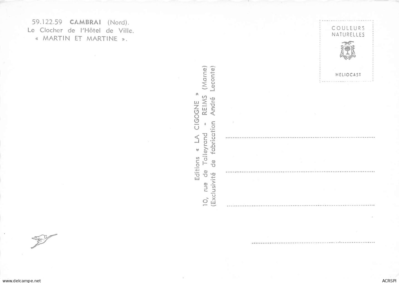 CAMBRAI Le Clcoher De L Hotel De Ville 9(scan Recto Verso)MF2748 - Cambrai