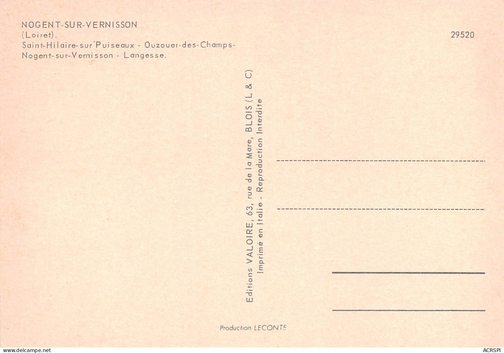 NOGENT SUR VERNISSON Et Ses Environs  26 (scan Recto Verso)MF2748TER - Puiseaux