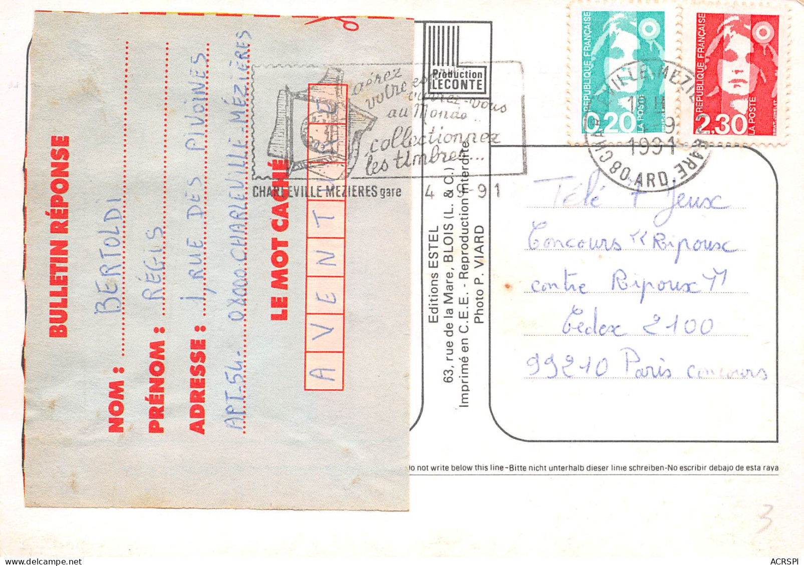 CHARLEVILLE MEZIERES  Souvenir Buste De ARTHUR RIMBAUD  15 (scan Recto Verso)MF2748UND - Charleville