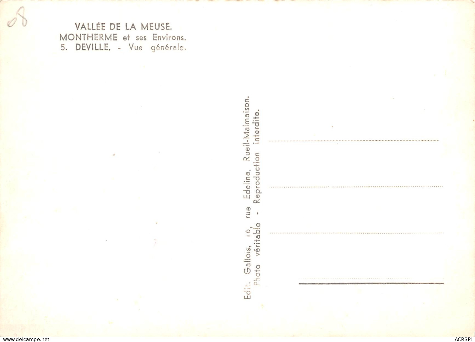 Monthermé  DEVILLE Vue Générale  8 (scan Recto Verso)MF2748VIC - Montherme