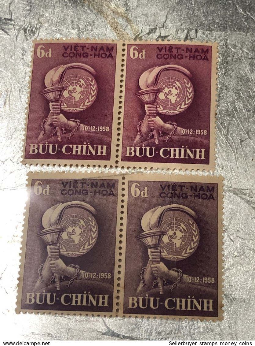 VIET NAM SOUTH STAMPS (ERROR Printed OTHER COLOR  1958-6DONG )2 STAMPS Rare - Vietnam