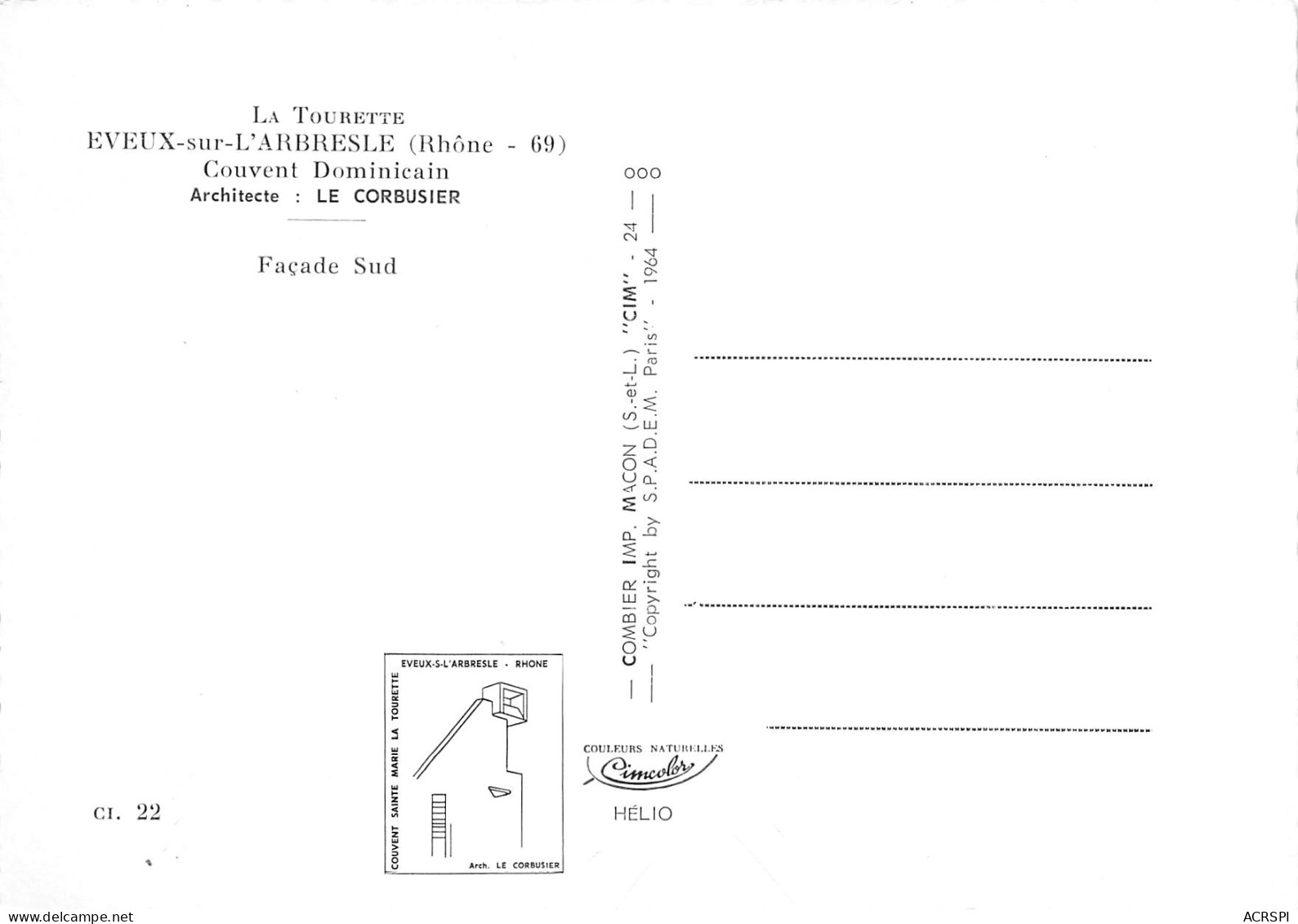 Eveux Sur L'arbresle  Couvent Dominicain Le Corbusier  Facade SUD  5 (scan Recto Verso)MF2750TER - L'Arbresle