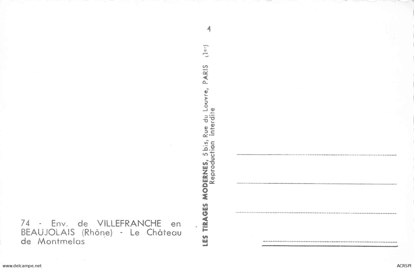 VILLEFRANCHE SUR SAONE En Beaujolais Chateau De MONTMELAS 18 (scan Recto Verso)MF2750UND - Villefranche-sur-Saone