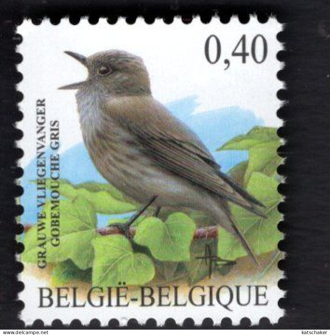 2020912193  2004 OCB 3265 SCOTT 1979 (XX) POSTFRIS MINT NEVER HINGED  VOGELS BIRDS GOBERMOUCHE GRIS GRAUWE VLIEGENVANGER - 1985-.. Pájaros (Buzin)