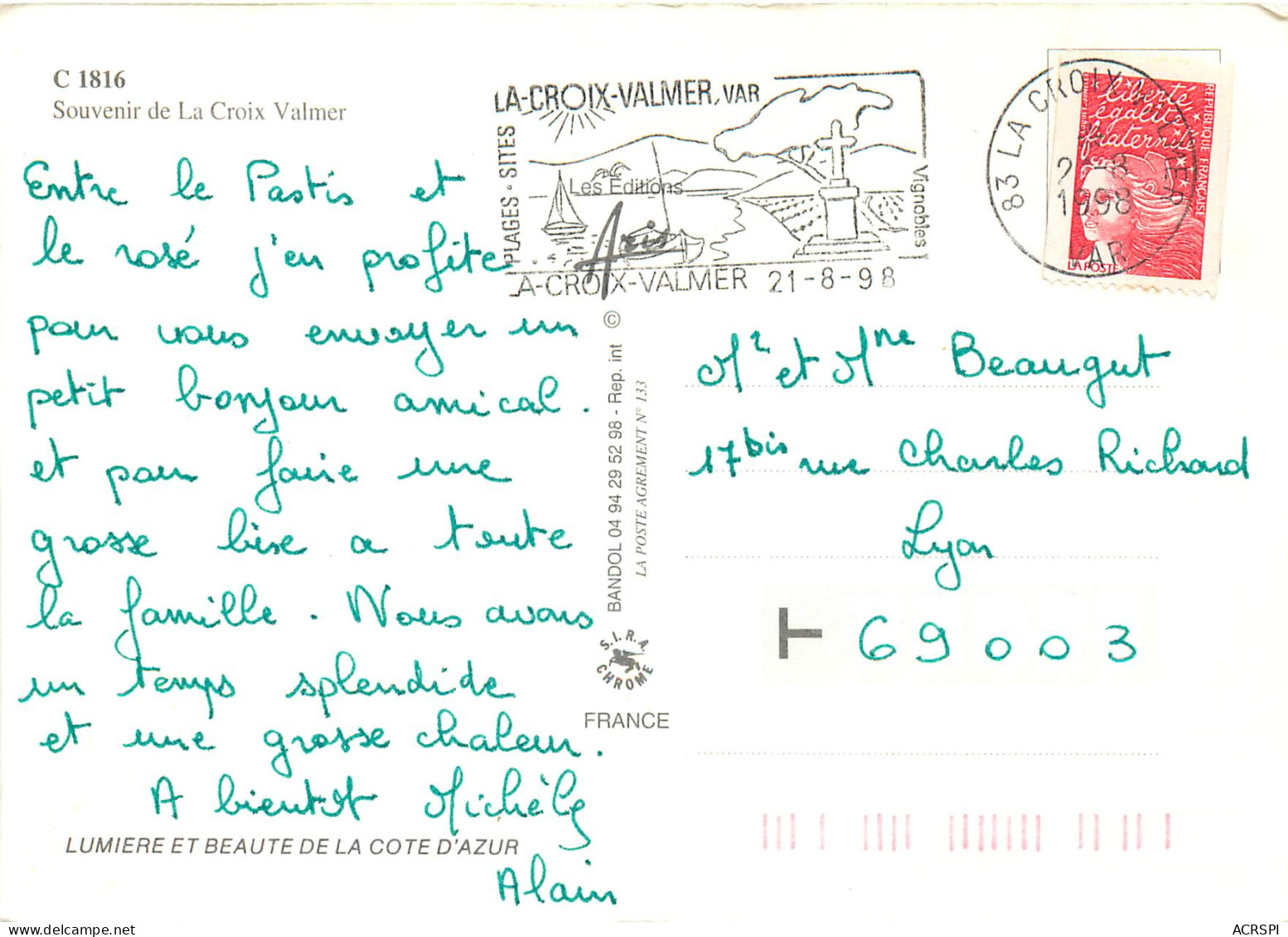 LA CROIX VALMER Souvenir 21(scan Recto Verso)MF2752 - Bormes-les-Mimosas