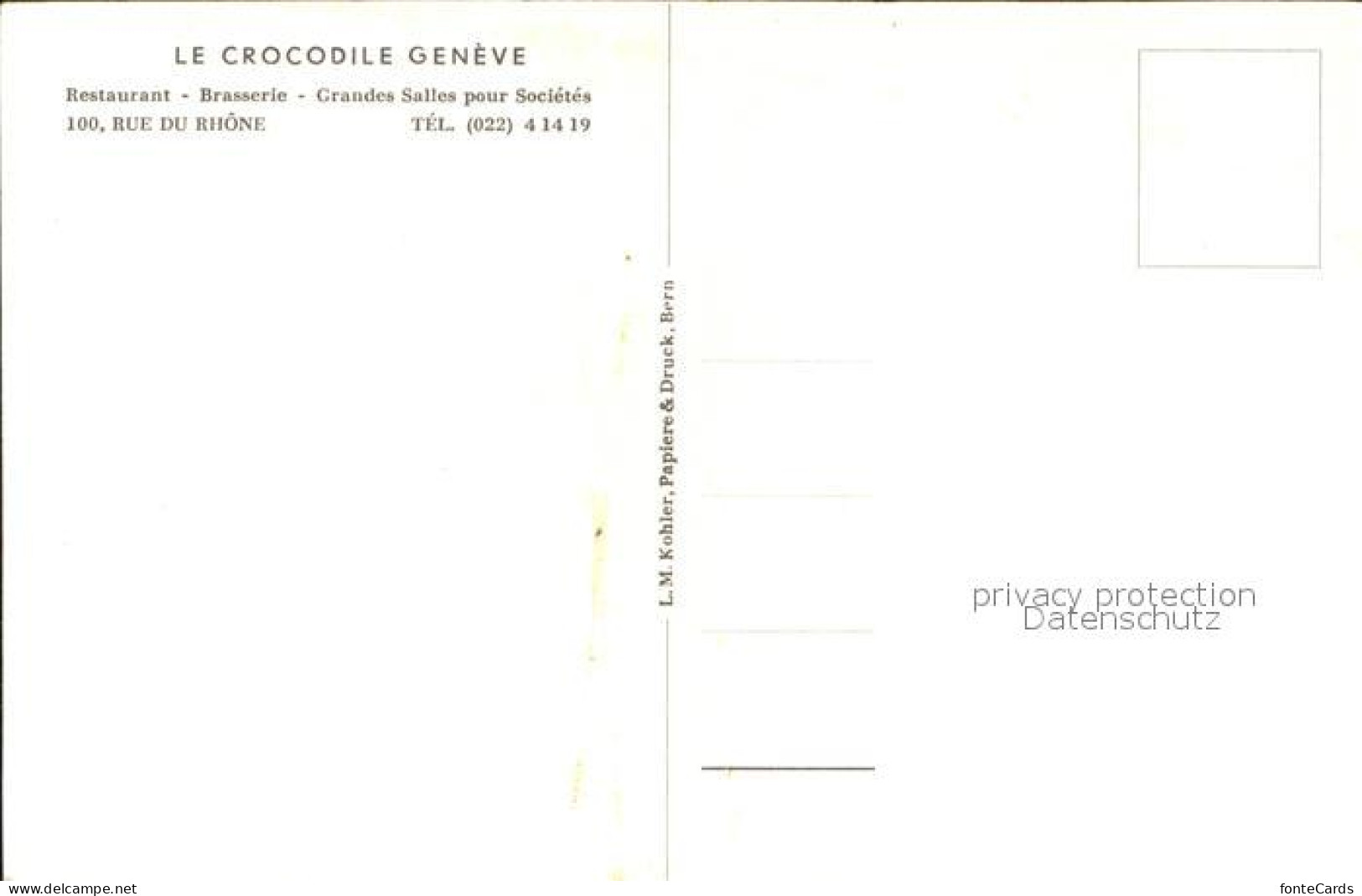 11853500 Geneve GE Promenade Restaurant Le Crocodile Geneve GE - Andere & Zonder Classificatie