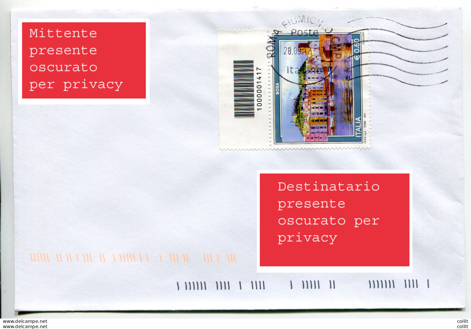 Bosa Con Codice A Barre Isolato Su Busta - 1946-60: Poststempel