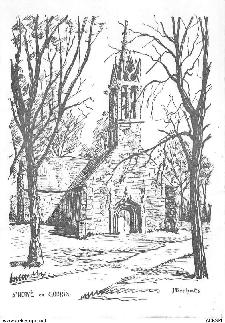56 Chapelle De Saint Hervé En GOURIN  Dessin De Sorbets  33 (scan Recto Verso)MF2752VIC - Quiberon