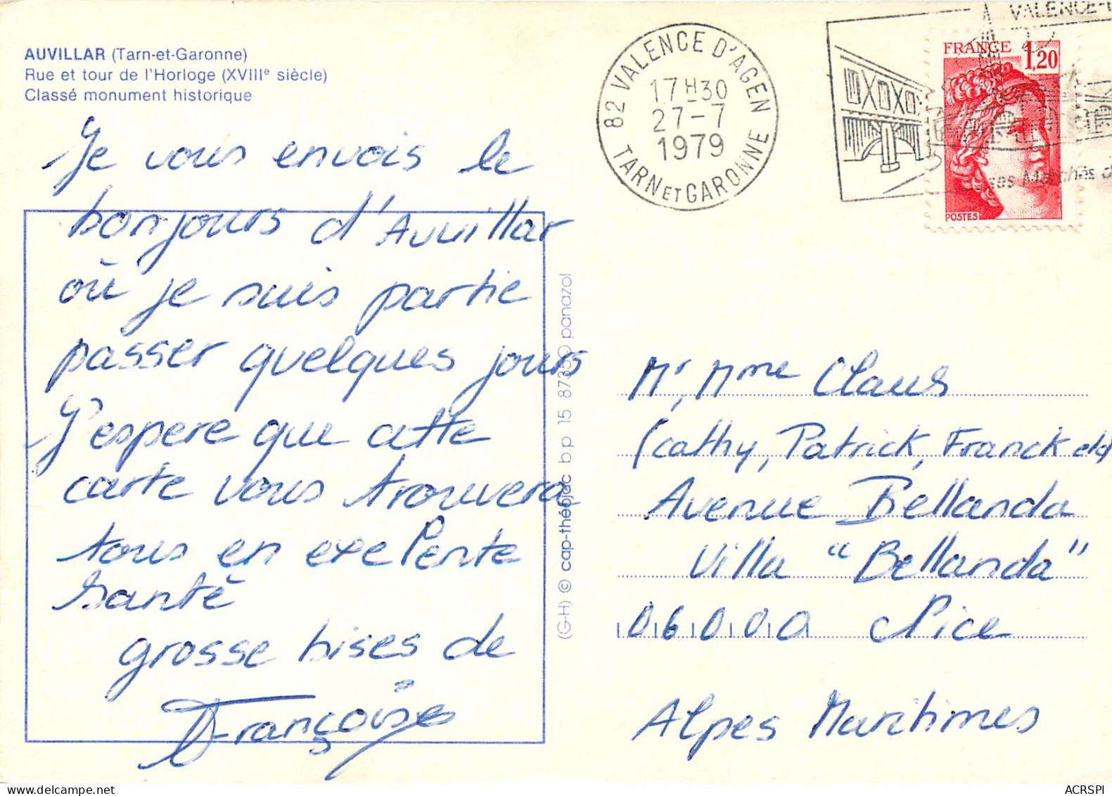 AUVILLAR Rue Et Tour De L Horloge 11(scan Recto Verso)MF2753 - Auvillar