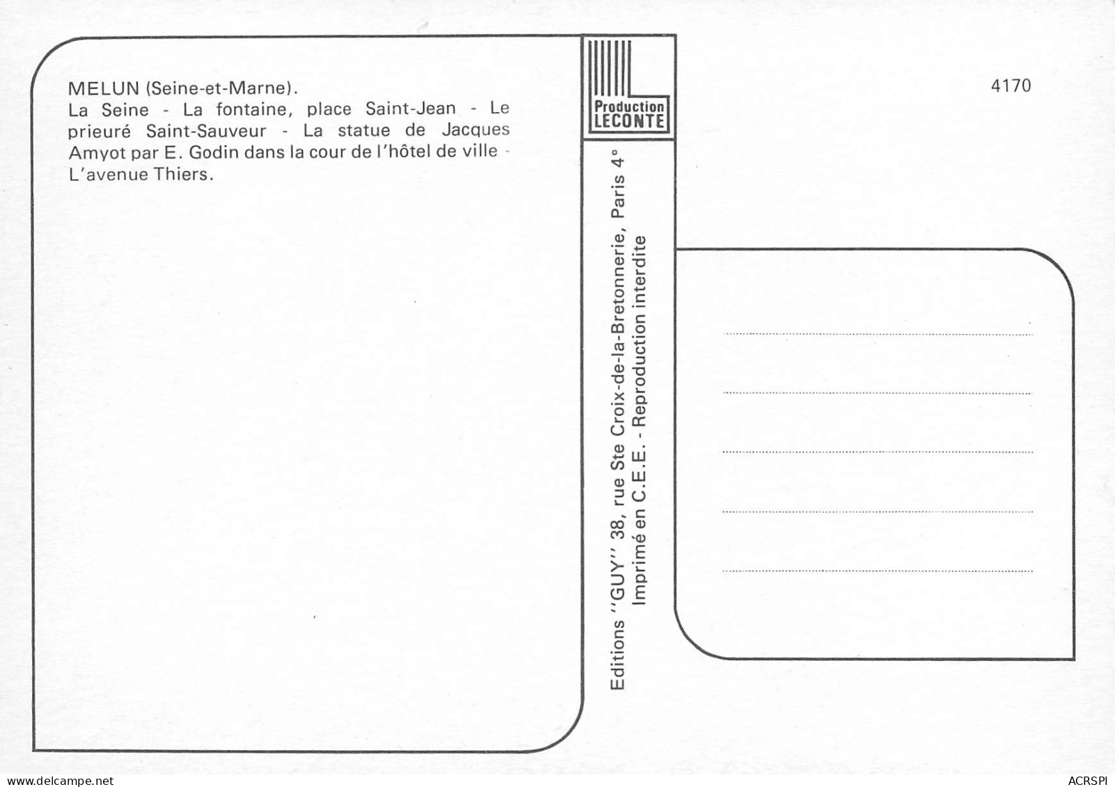 MELUN Souvenir  6 (scan Recto Verso)MF2754TER - Melun