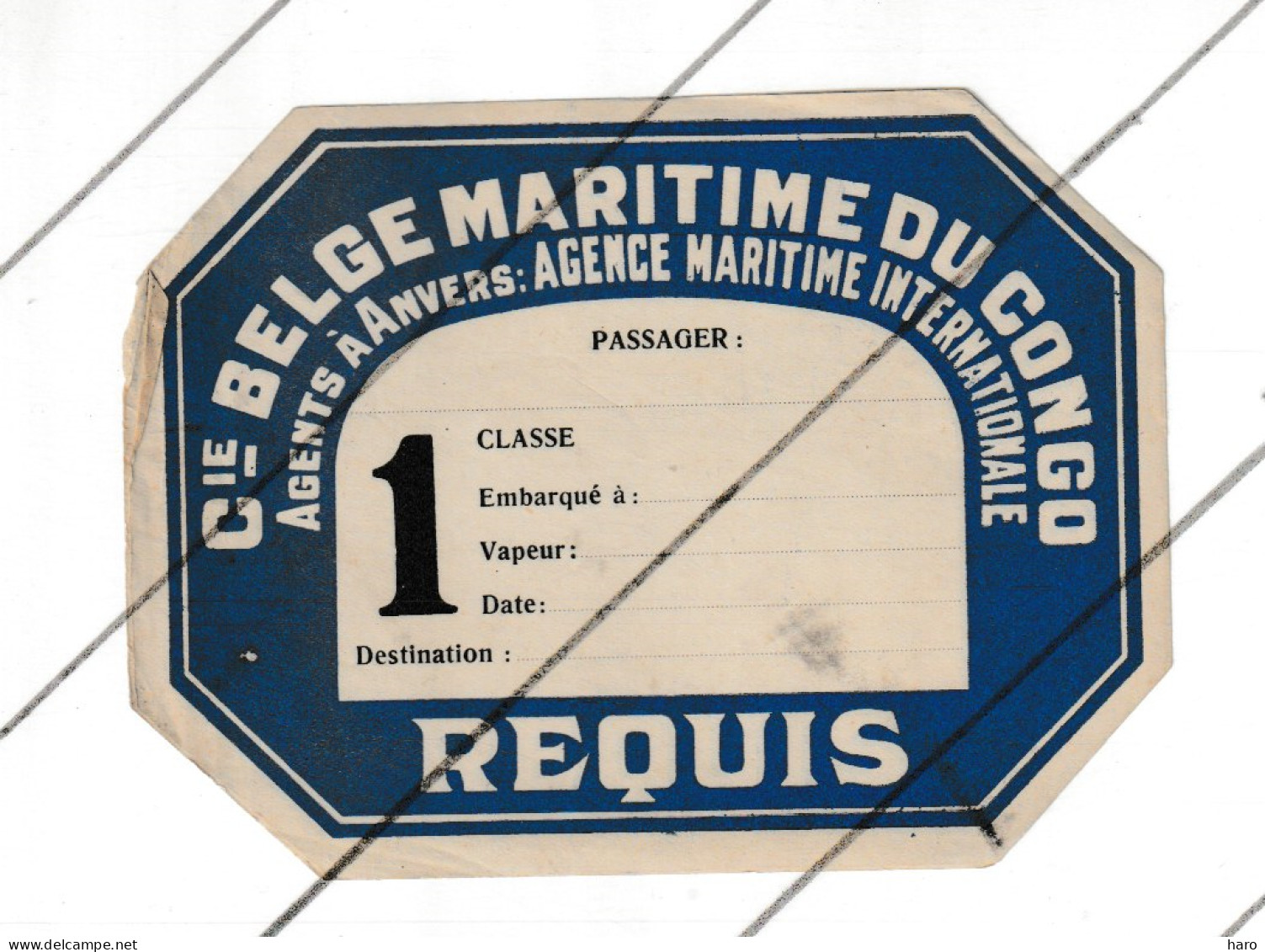 Titre De Transport - Cie BELGE MARITIME Du CONGO " Anvers / Antwerpen - Bateau à Vapeur  ( B375 ) - Other & Unclassified