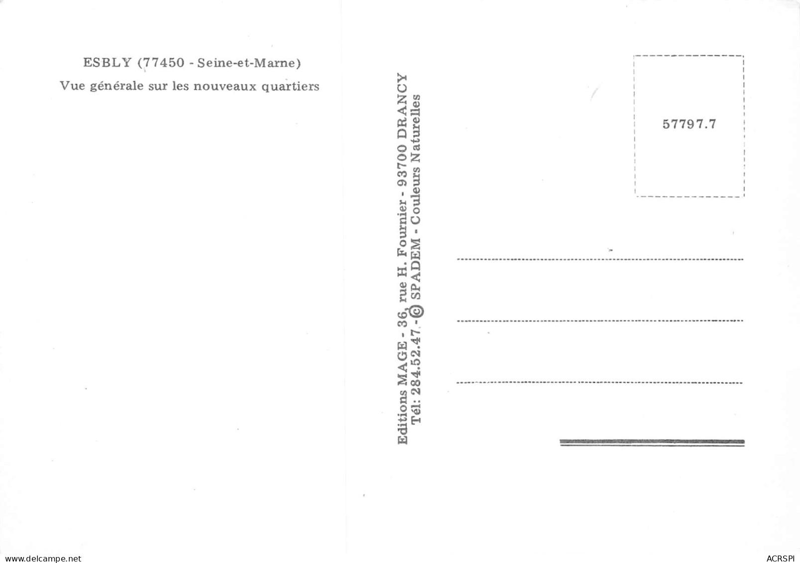 77  ESBLY Vue Générale Sur Les Nouveaux Quartiers  11 (scan Recto Verso)MF2754VIC - Esbly