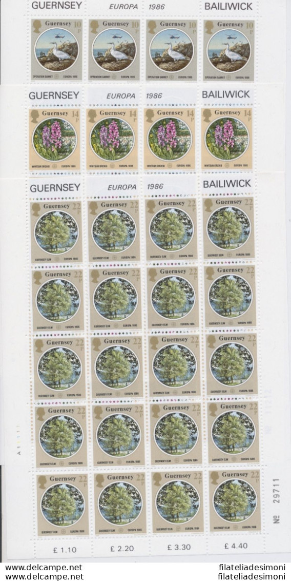 1986 EUROPA CEPT Guernsey 3 Minifogli &quot;Natura Ed Ambiente&quot; MNH** - Other & Unclassified