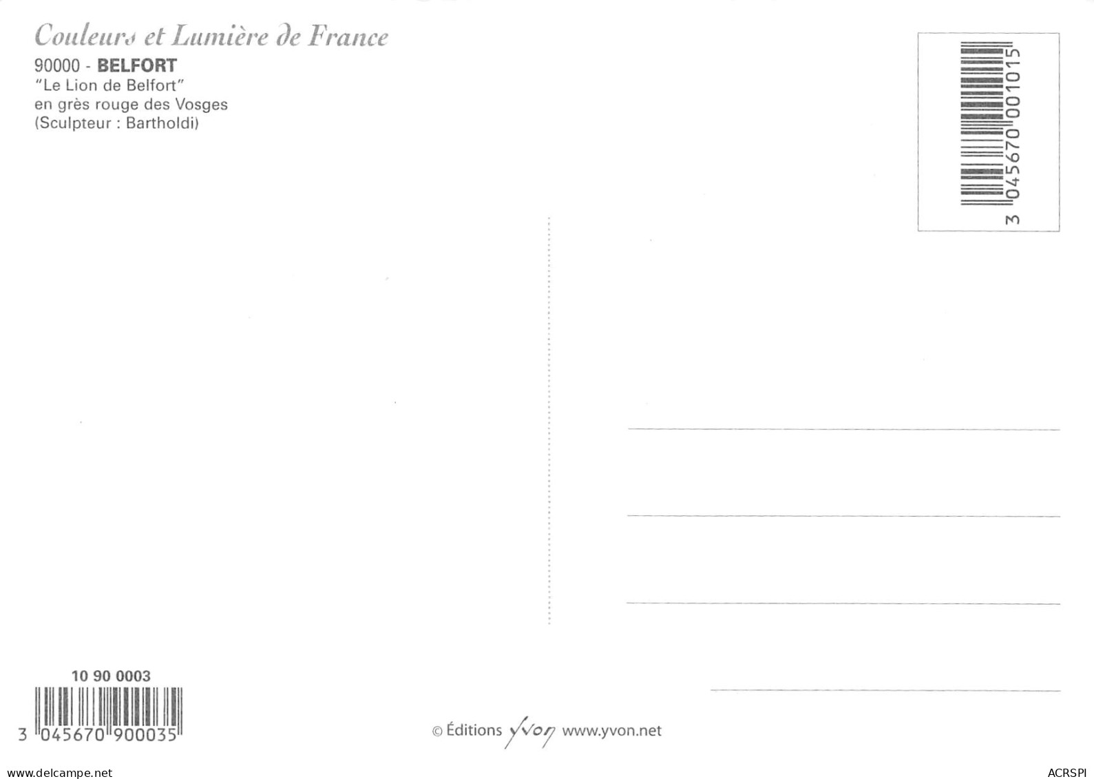 90 BELFORT  Le LION 18 (scan Recto Verso)MF2758VIC - Belfort – Le Lion