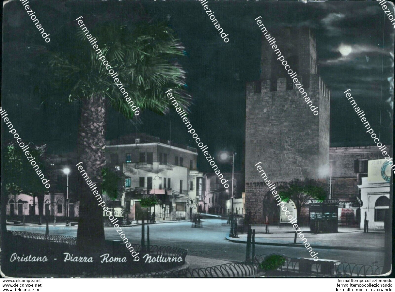 Bb40 Cartolina Oristano Piazza Roma Notturno - Oristano
