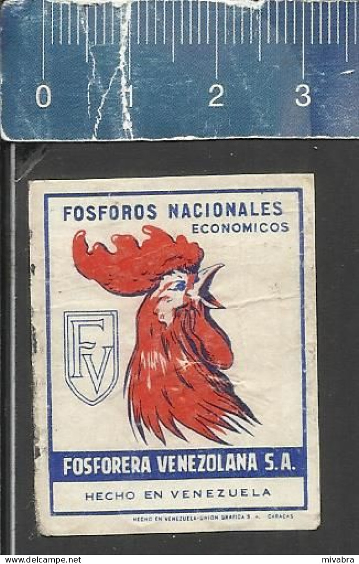 FOSFOROS NACIONALES GALLO ( COCK COQ ROOSTER ) -  OLD VINTAGE MATCHBOX LABEL MADE IN VENEZUELA - Zündholzschachteletiketten