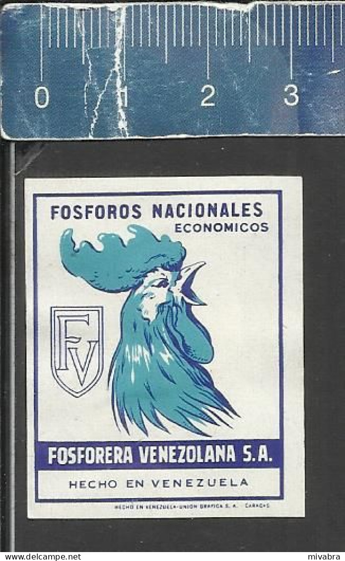 FOSFOROS NACIONALES GALLO ( COCK COQ ROOSTER ) -  OLD VINTAGE MATCHBOX LABEL MADE IN VENEZUELA - Boites D'allumettes - Etiquettes