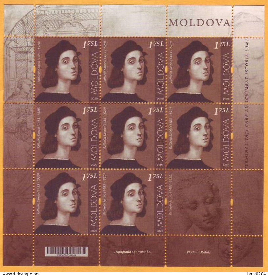 2020  Moldova Moldavie Sheet  500 Rafael Santi - Painter, Architect, Graphic Artist, Italy Mint - Moldova