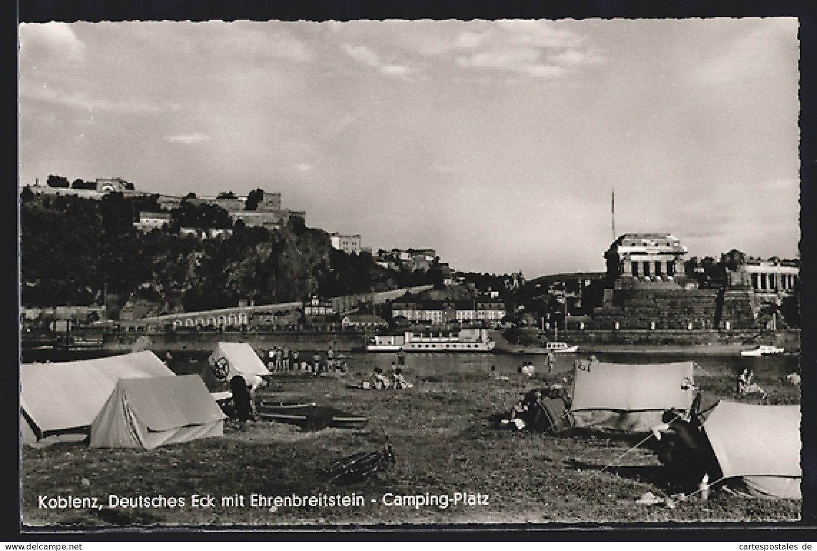 AK Koblenz, Deutsches Eck Mit Ehrenbreitstein, Camping-Platz  - Koblenz