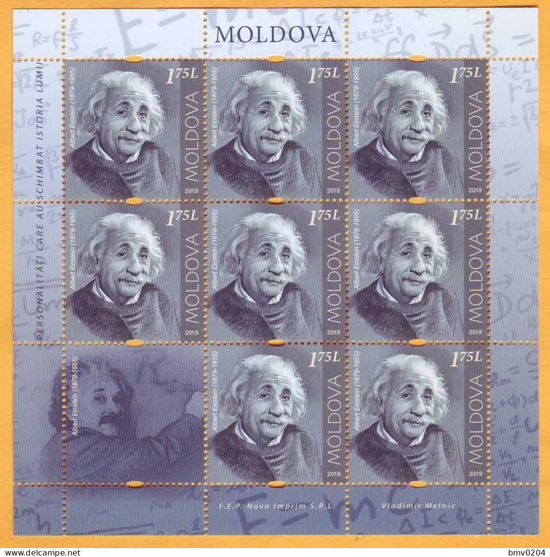 2019 Moldova Moldavie  Sheet  Albert Einstein Germany Mint - Albert Einstein