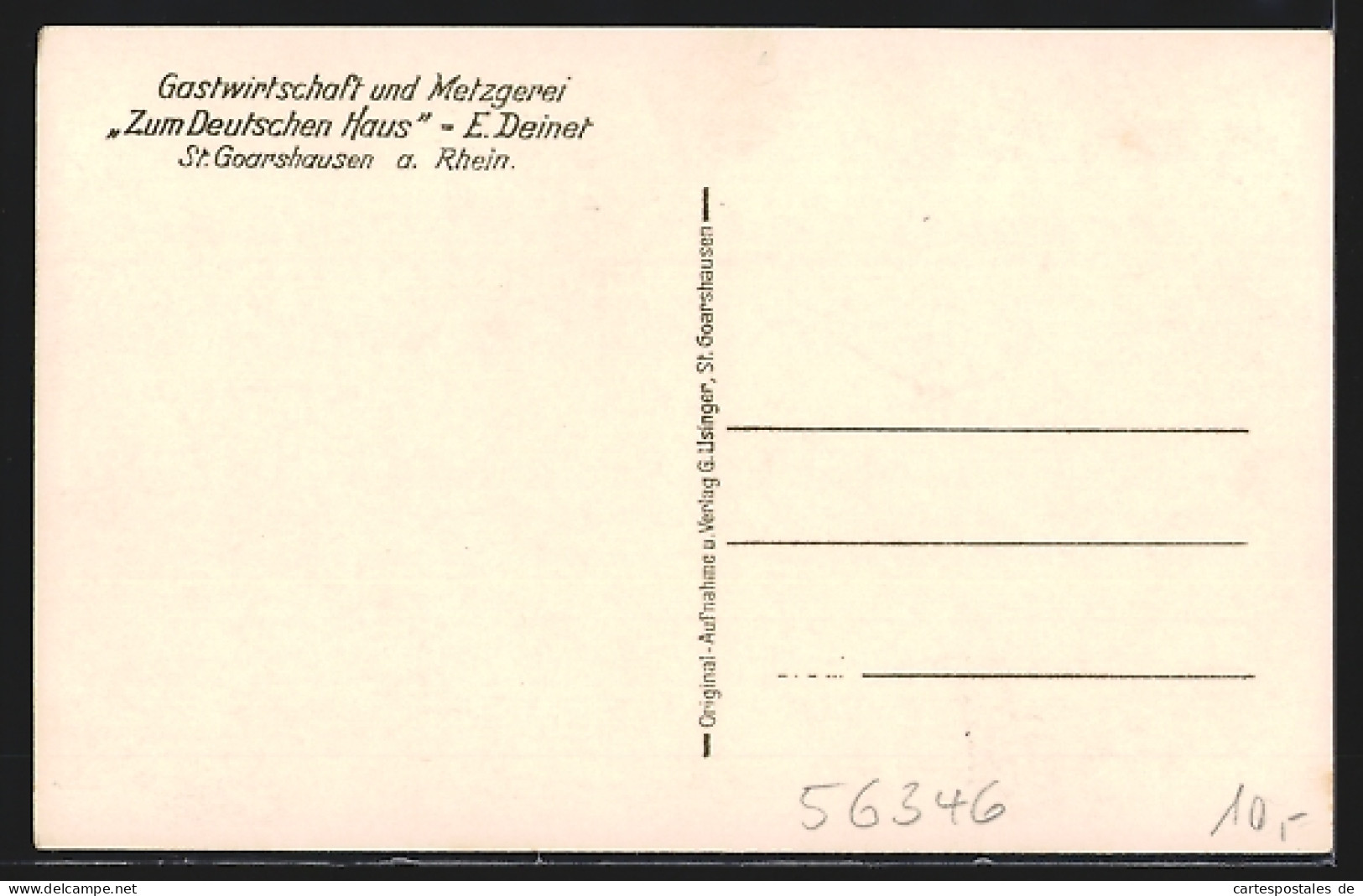 AK St. Goarshausen A. Rhein, Gastwirtschaft Und Metzgerei Zum Deutschen Haus, Inh. E. Deiner  - St. Goar