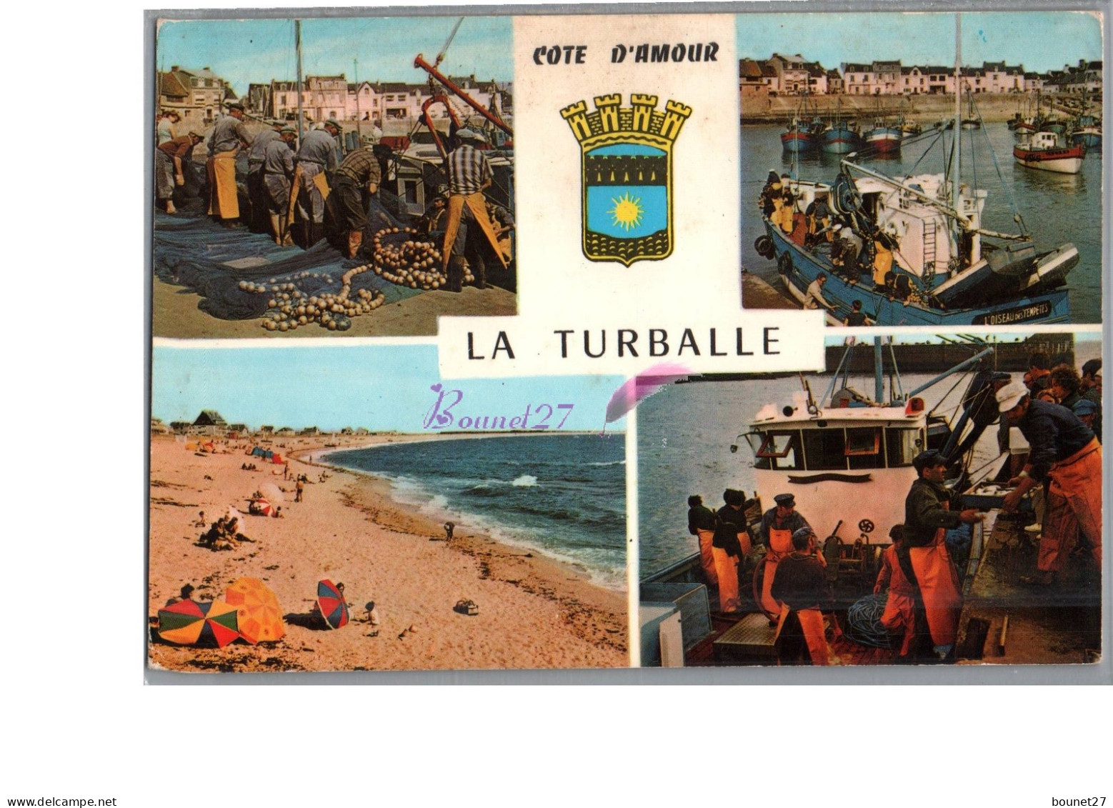 LA TURBALLE 44 - Le Port Et La PLage Marin Remonte Les Filet De Pêche En Tenue Orange 1972 - La Turballe