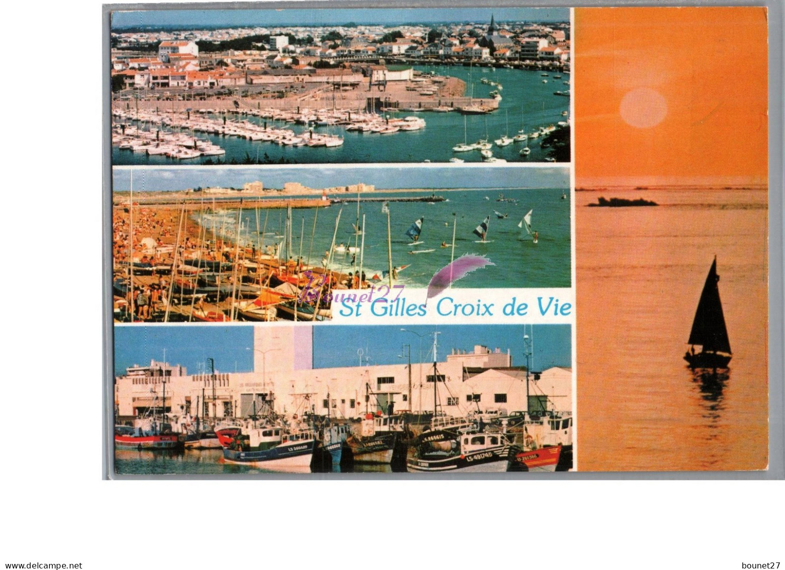 SAINT GILLES CROIX DE VIE 85 - Le Port De Pêche Port De Plaisance La Plage Et Coucher De Soleil 1990 Bâteau Voilier - Saint Gilles Croix De Vie