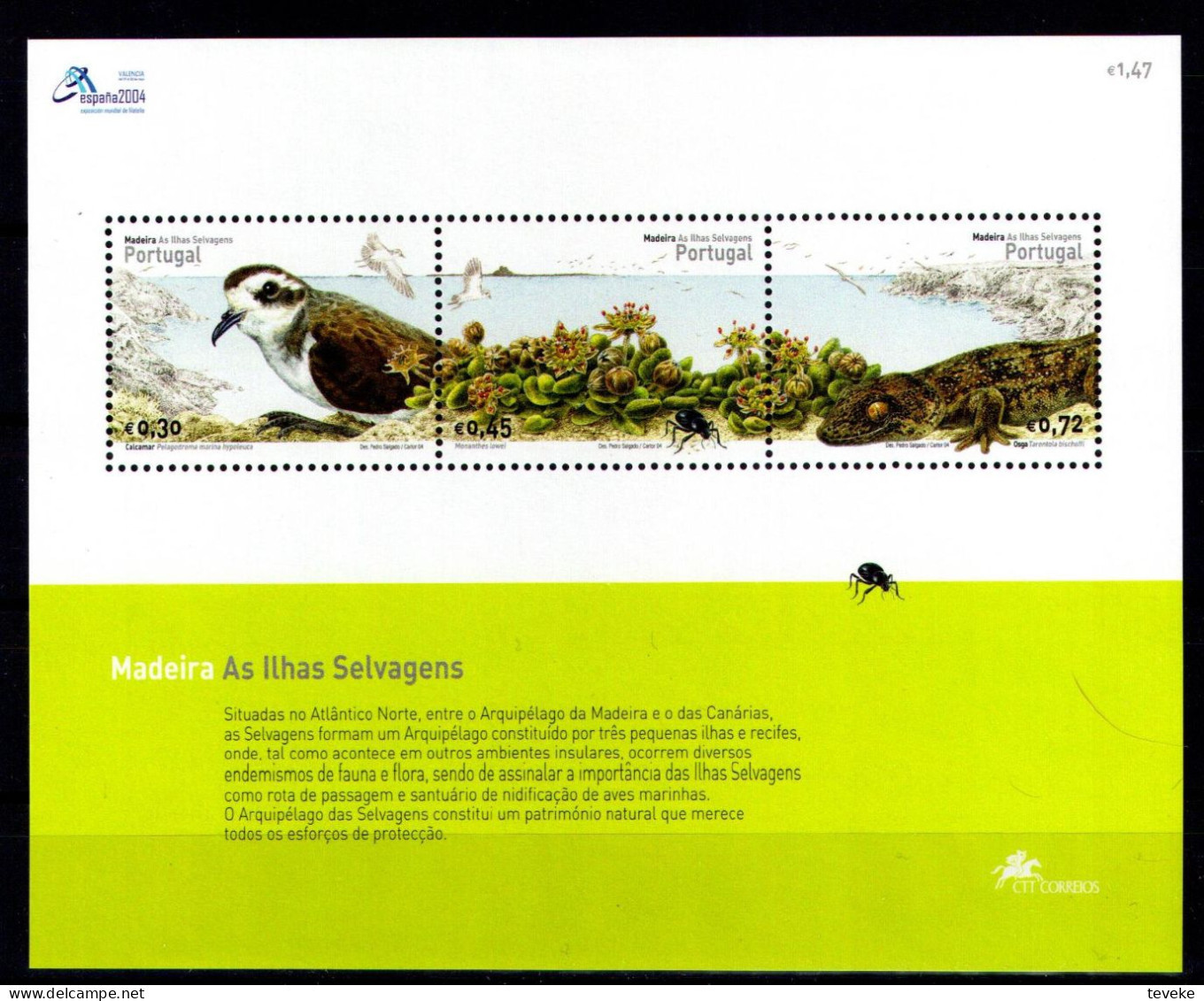 PORTUGAL/MADEIRA 2004 - Michel Nr. BL 29 - MNH/** - Fauna And Flora Of The Savage Islands - Madère