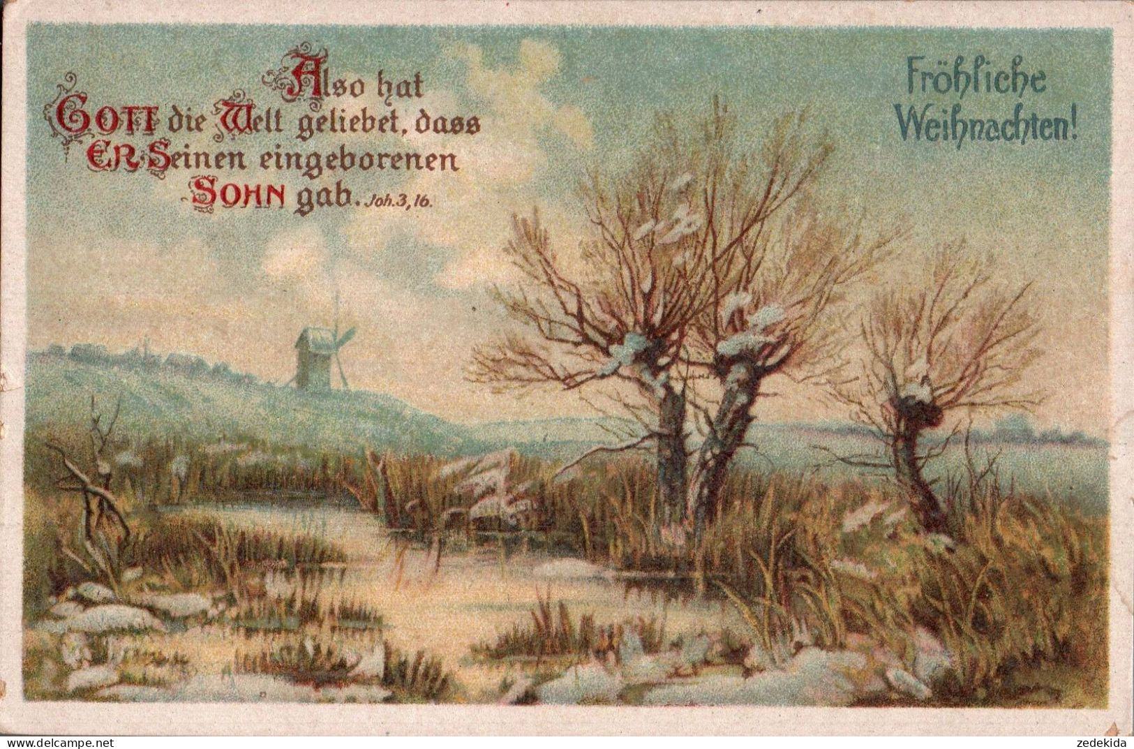 H1889 - Litho Spruchkarte Krippe Weihnachtskrippe - Glückwunschkarte Weihnachten Winterlandschaft - Other & Unclassified