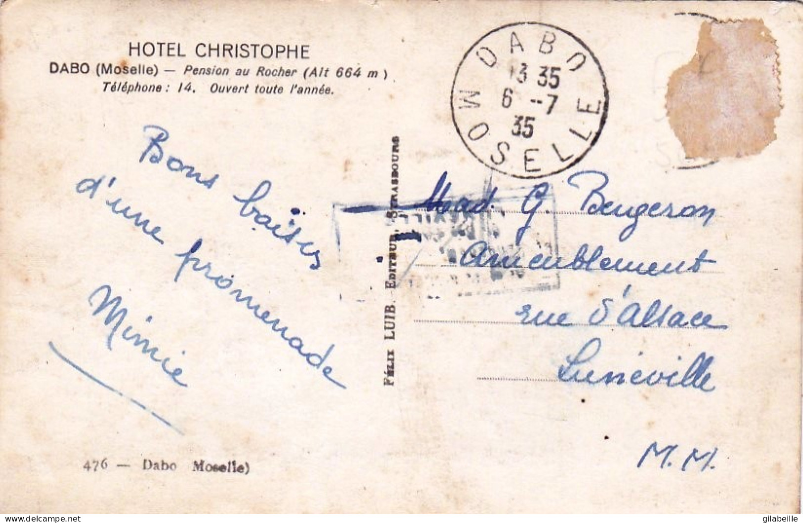 57  - DABO - Pension Au Rocher - Hotel Christophe - Dabo