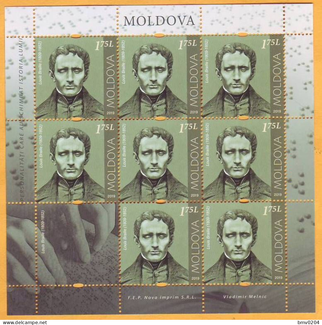 2019 Moldova Moldavie Sheet  Louis Braille  France Mint - Moldova