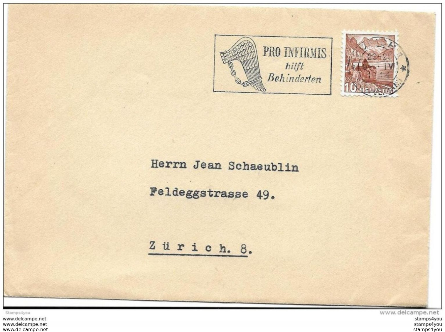 76 - 5 -  Enveloppe  Avec Oblit Mécanique  "Pro Infirmis 1944" - Poststempel