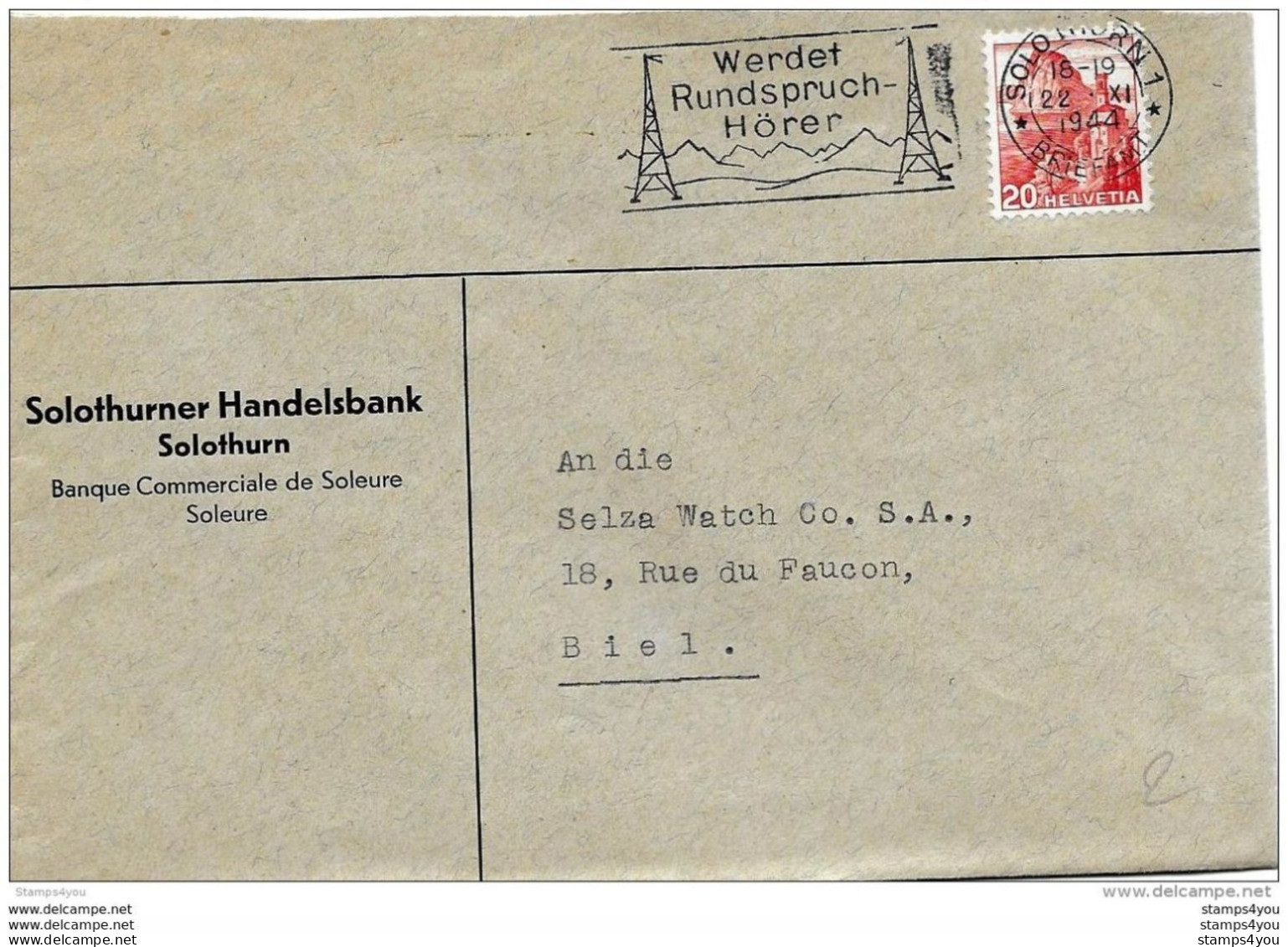76 - 32 - Enveloppe Avec Oblit Mécanique "Werdet Rundspruch Hörer" 1944 - Marcofilia