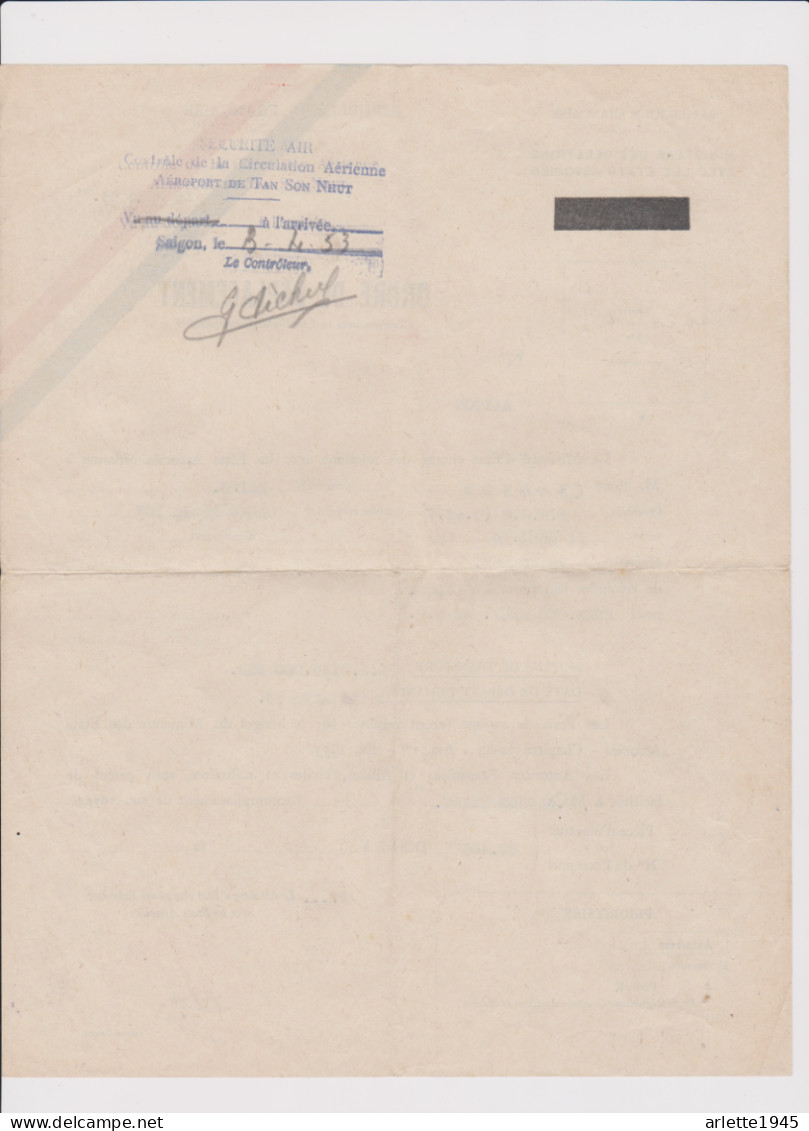 VIETNAM ORDRE DE MOBILISATION INFIRMIERE  POSTE A SAIGON 1953 - Documents
