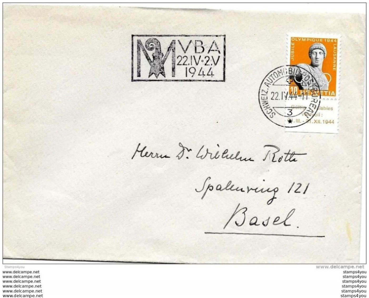 123 - 15 - Enveloppe Avec Oblit Spéciale "VBA 1944" - Postmark Collection