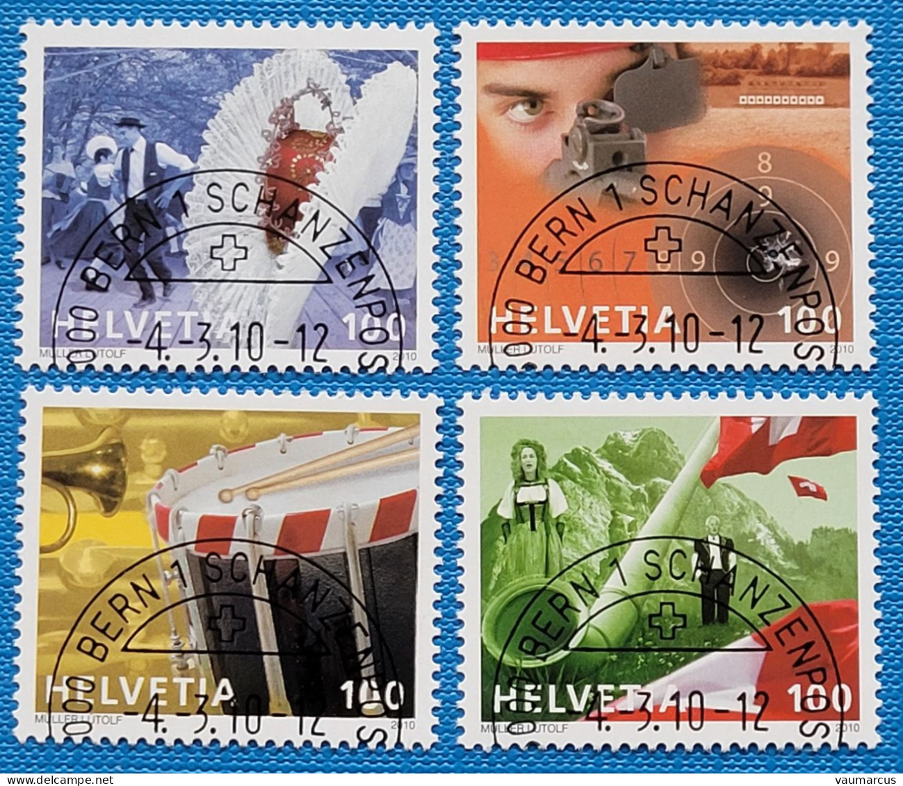 2010 Zu 1344-47 / Mi 2147-50 / YT 2073-76 Coutumes Suisse Obl. - Used Stamps