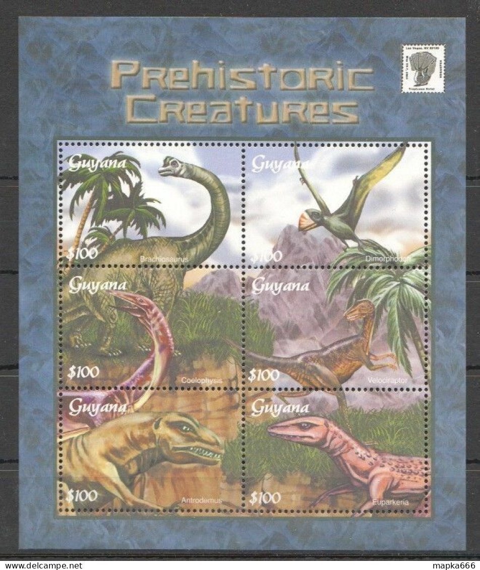 Pk009 2001 Guyana Fauna Reptiles Prehistoric Creatures Dinosaurs 1Kb Mnh Stamps - Prehistorics