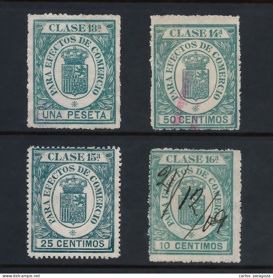 Timbres PARA EFECTOS DE COMERCIO De 13ª Clase A 16ª Clases — 4 Sellos - Revenue Stamps