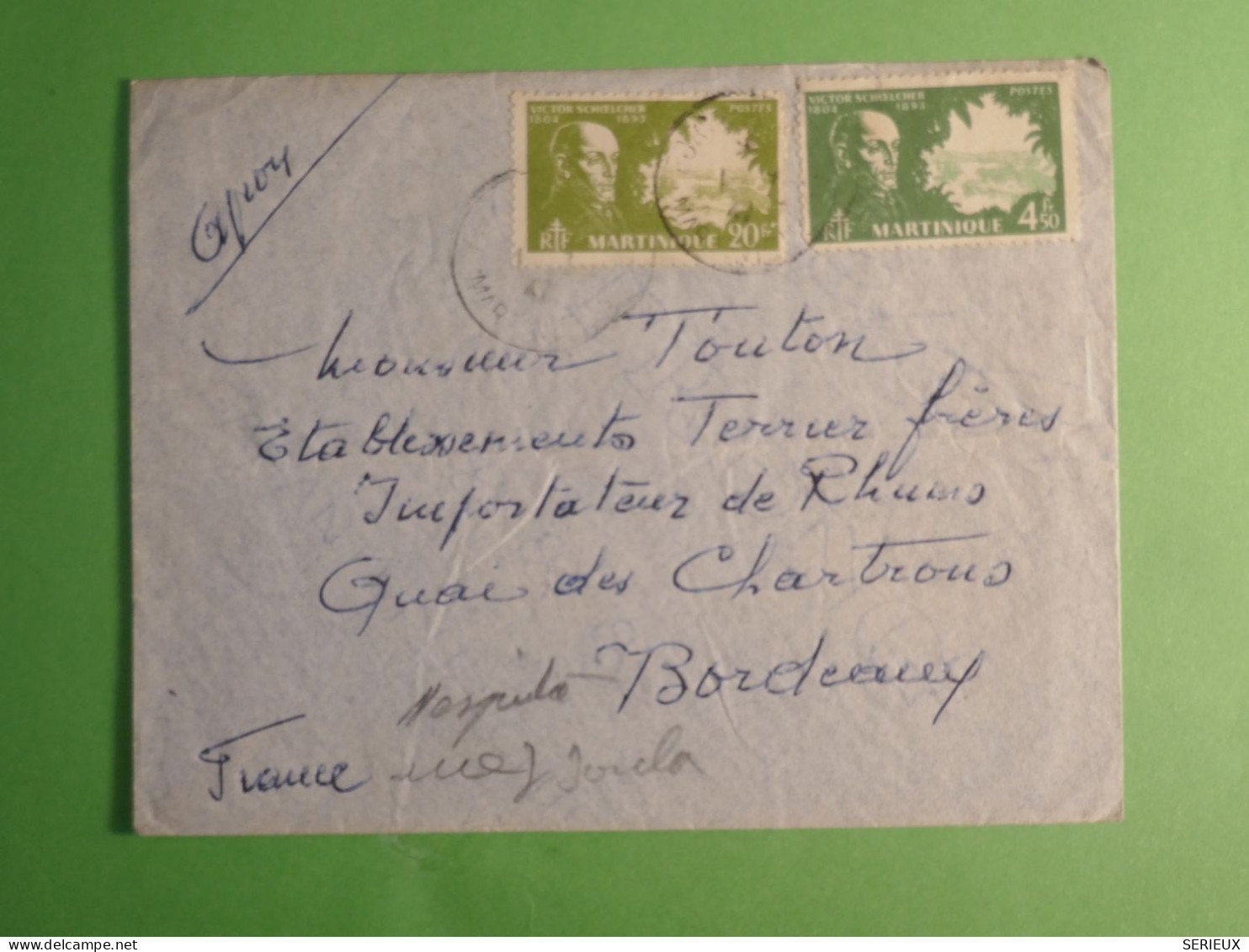 DN20 MARTINIQUE   LETTRE  1939   A  BORDEAUX FRANCE ++ AFF.   INTERESSANT+ ++++ - Storia Postale