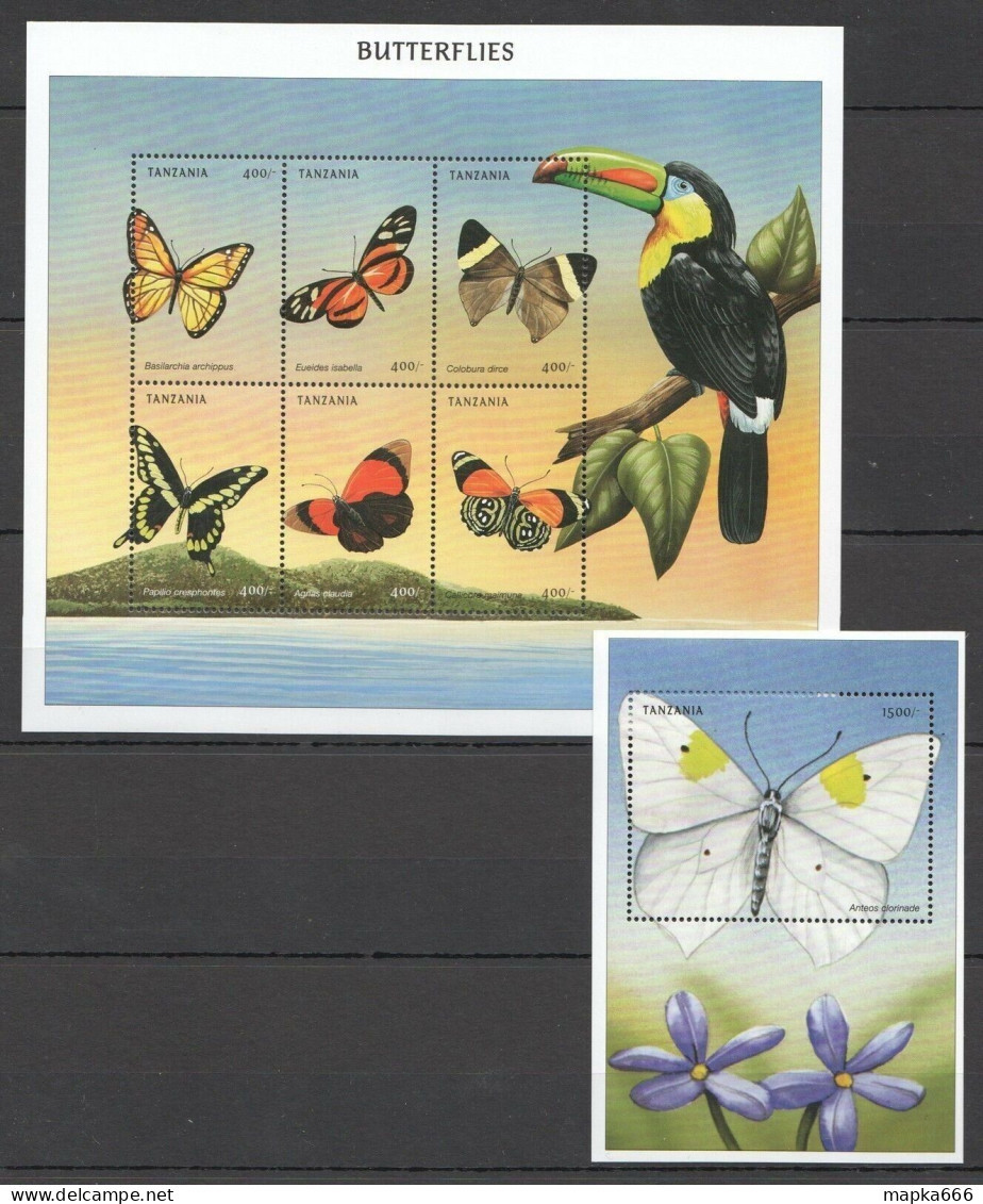 Pk299 Tanzania Flora & Fauna Butterflies Insects 1Bl+1Kb Mnh Stamps - Papillons