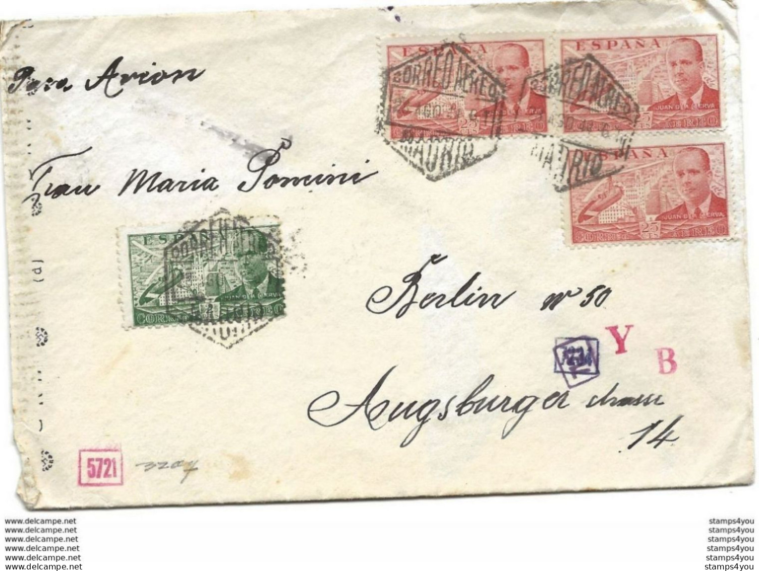 16 - 9 - Enveloppe Envoyée De Madrid à Berlin 1944 - Censure - Guerre Mondiale (Seconde)