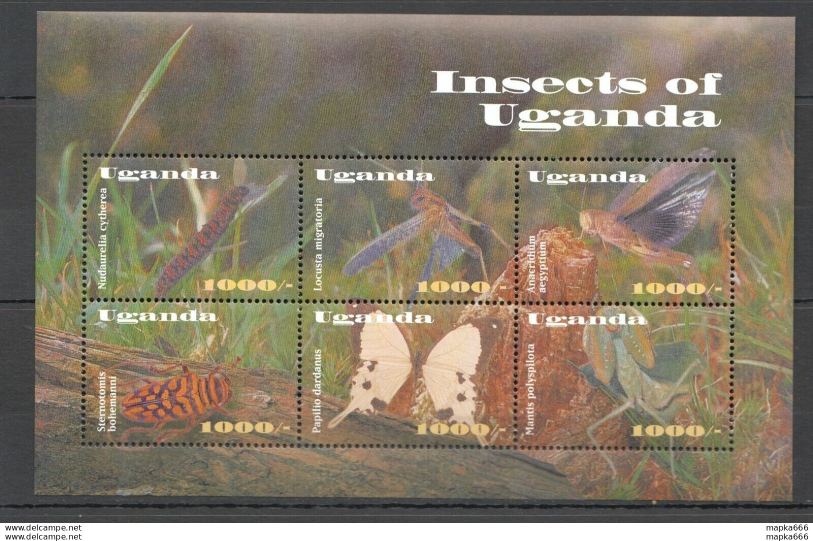 Pk301 Uganda Flora & Fauna Butterflies Insects Of Uganda Kb Mnh Stamps - Butterflies
