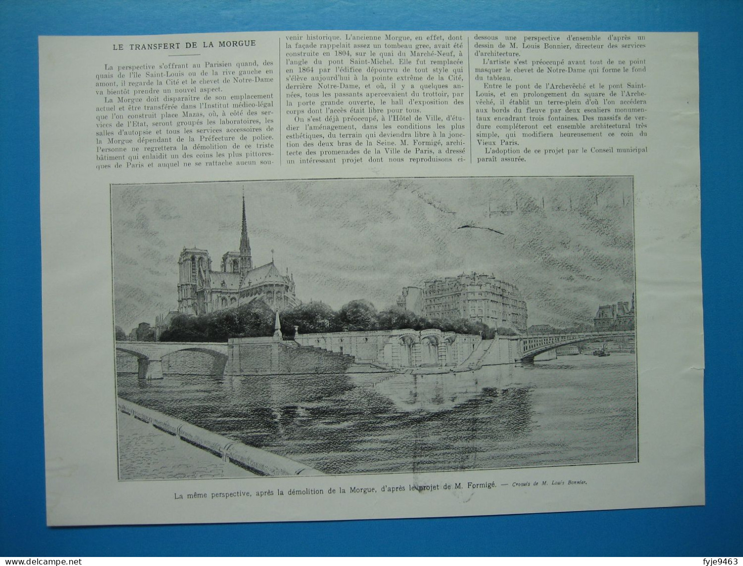 (1912) PARIS - Le Projet Pour Le Transfert De La Morgue - Ohne Zuordnung