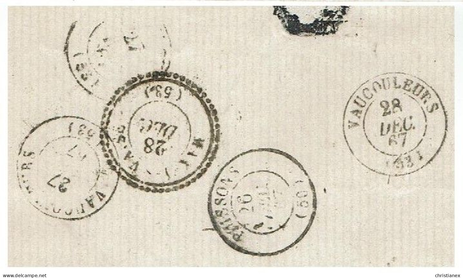 YT N° 22 Empire Franc Dentelé 20 C Bleu Sur LAC De PANCEY - Boite Rurale - 1862 Napoléon III