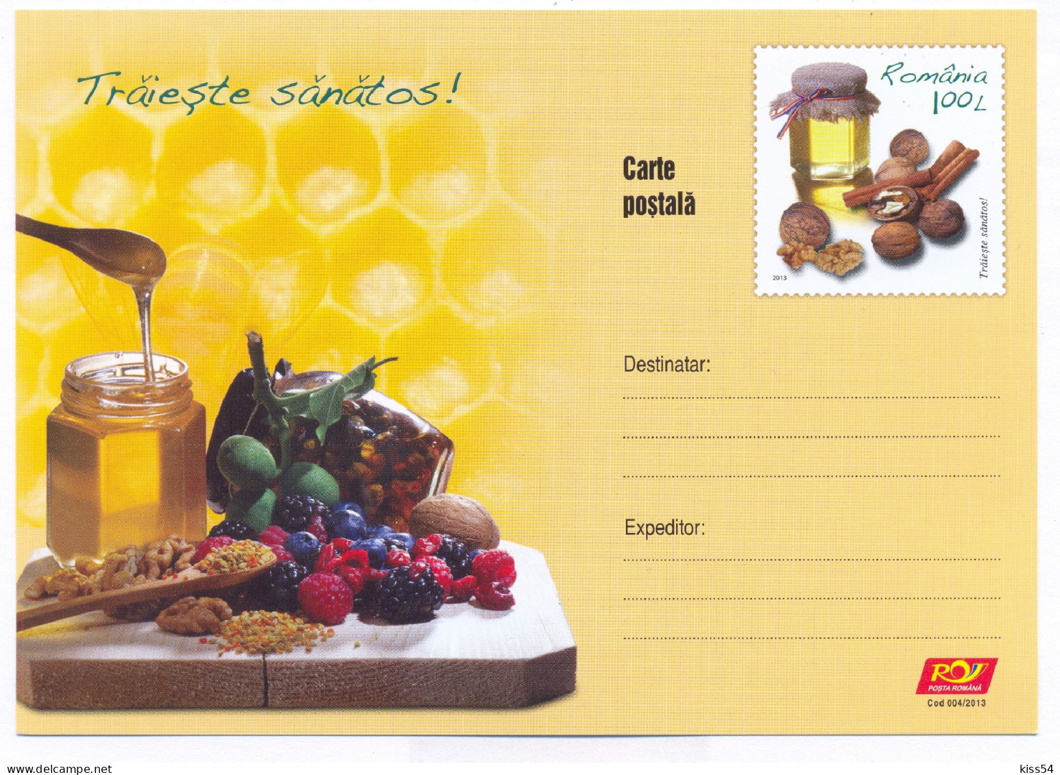 IP 2013 - 4a HONEY, Eat Healthy Berries (blueberries, Blackberries Raspberries) Walnuts  - Stationery - Unused -2013 - Interi Postali