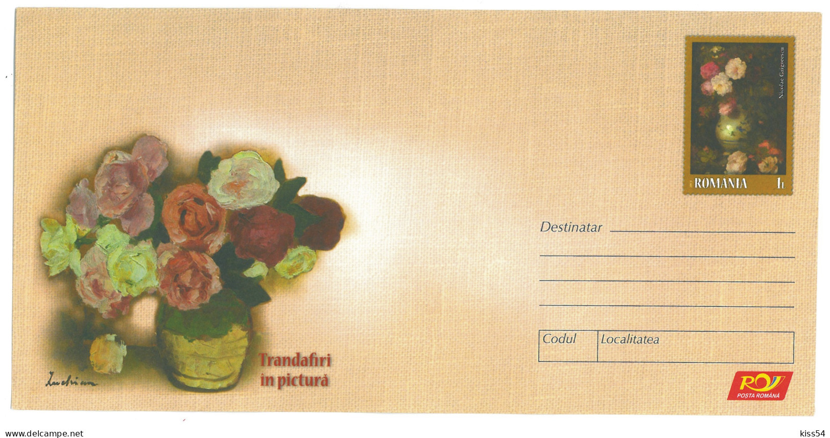 IP 2013 - 10 Paintings With Roses Painted By Grigorescu And Luchian, Romania - Stationery - Unused - 2013 - Postal Stationery