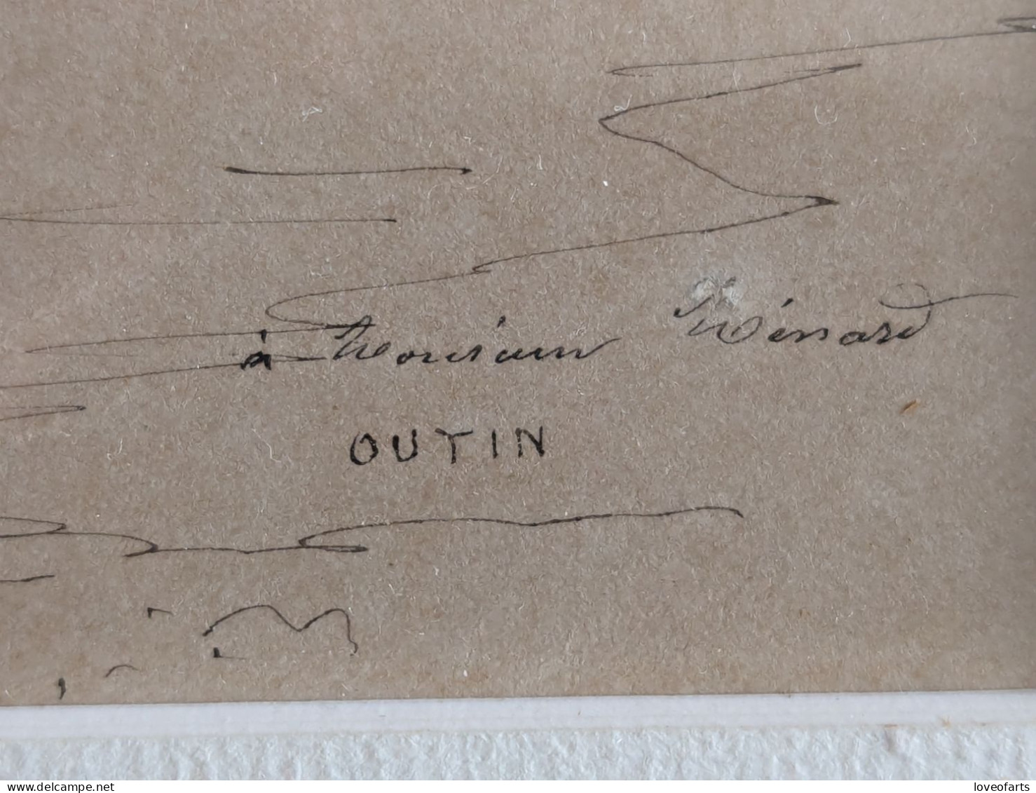 TABLEAU - PIERRE OUTIN (1840-1899) , CAVALIER DANS UNE COUR DE FERME - Tekeningen